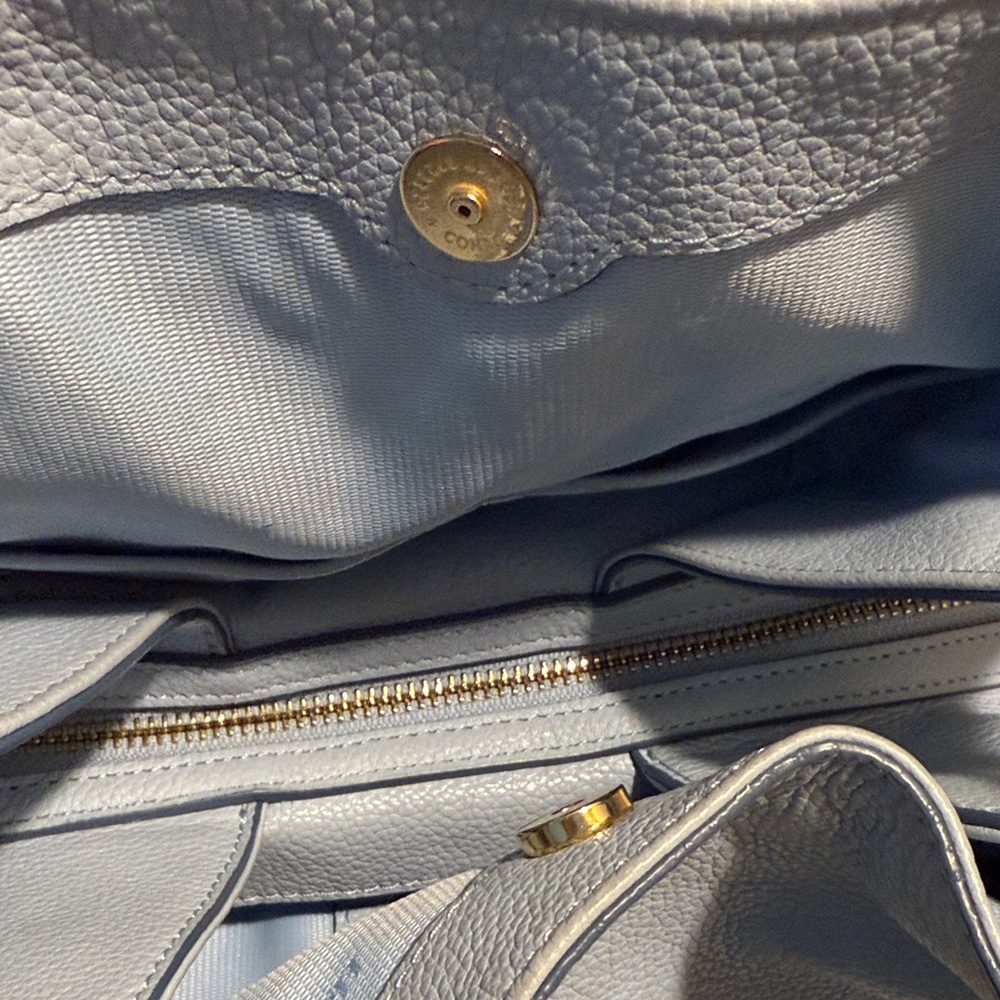 COACH Edie Baby Blue Leather Women's Shoulder Bag with embossed horse & carriage - Picture 6 of 12